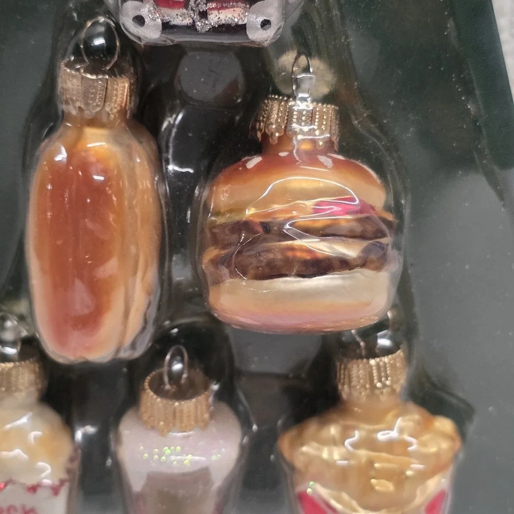 Jo-ann Junk Food Glass Christmas Ornaments Sealed NOS 6 Pieces